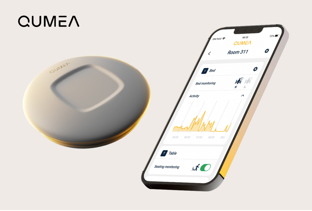 Anschauungsbild eines Radarsensor und der dazugehörigen App der Fa. QUMEA (Quelle: QUMEA)